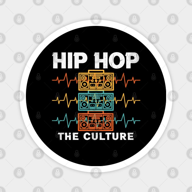 Hip Hop The Culture Retro Cassette Player Boombox Heartbeat Music Lover Gift Magnet by BadDesignCo